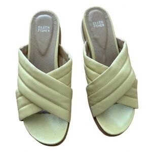 Eileen Fisher Women’s Kye Nappa Leather Sandals Puffy Slide Butter Leather, 10
